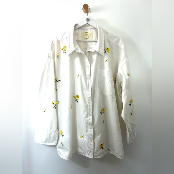 Maeve White and Yellow Floral embroidered Shirt 3X - Picture 7 of 11